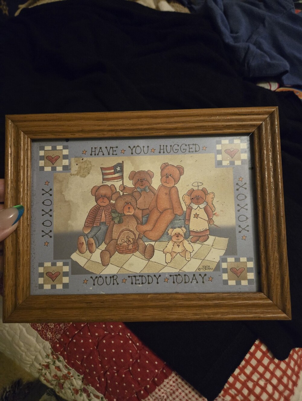 Framed Teddy Bear Wall Art - 'Have You Hugged Your Teddy Today'